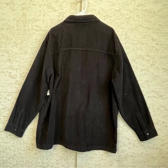 NWT Corduroy Shacket Snap Up Black Front Pockets Oversized Fit No Boundaries - Picture 11 of 15
